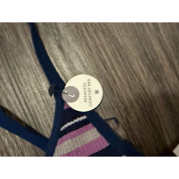 NWT Lucky Brand Women’s Padded Bralette Sports Bra Size L Striped Blue Purple​​ - Picture 7 of 7